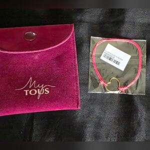 Tous Pink Cord Bracelet with Gold Heart